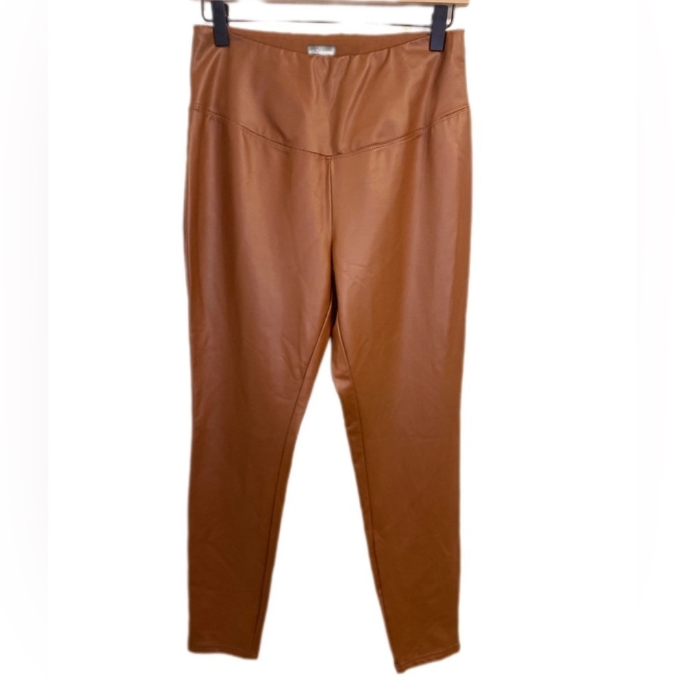 Bold Elements Mob Wife Style Statement Faux Leather Leggings Camel Brown Size M
